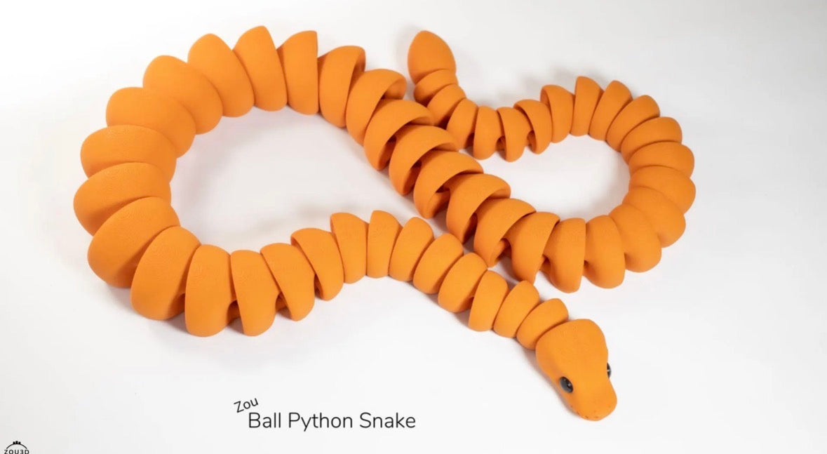 Flexi Python Snake Articulated 3D Printed Toy ZOU3D Authorized Seller